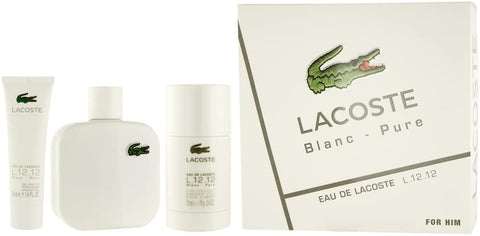 Lacoste Eau de Lacoste L.12.12 Blanc Gift Set 100ml EDT + 75ml Deodorant Stick + 50ml Shower Gel