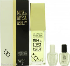 Alyssa Ashley White Musk Gift Set 50ml EDT + 5ml Musk Perfume Oil + 5ml White Musk Perfume Oil