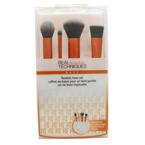 Real Techniques Flawless Base Gift Set 5 Pieces (1 x Contour Brush1 x Detailer Brush1 x Buffing Brush1 x Square Foundation Brush1 x Brush Cup Holder)