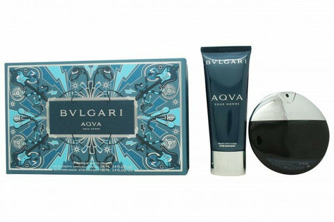 Bvlgari Aqva Pour Homme Gift Set 100ml EDT + 100ml Aftershave Balm + Pouch